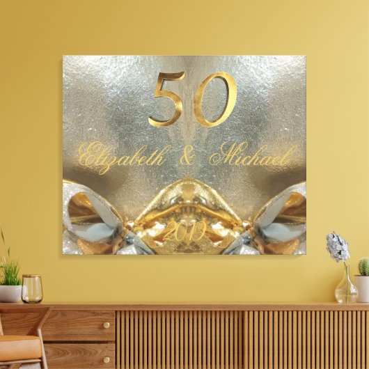 Golden Wedding 50th Wedding Jubileum Gold Canvas Afdruk (Insitu (Woonkamer))