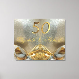 Golden Wedding 50th Wedding Jubileum Gold Canvas Afdruk