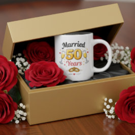 Golden Wedding Anniversary Coffee Mug Gift Grote Koffiekop