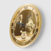 Golden Wedding Anniversary Customizable Photo Gift Grote Klok (Hoek)