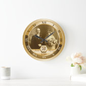 Golden Wedding Anniversary Customizable Photo Gift Grote Klok (Huis)