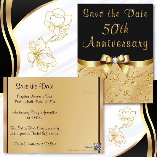 Golden Wedding Anniversary Save the Date Cards Briefkaart