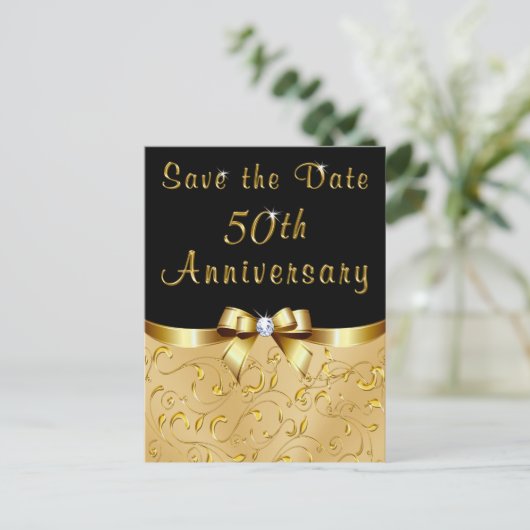 Golden Wedding Anniversary Save the Date Cards Briefkaart (Staand voorkant)