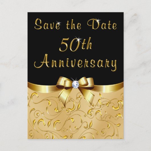 Golden Wedding Anniversary Save the Date Cards Briefkaart (Voorkant)