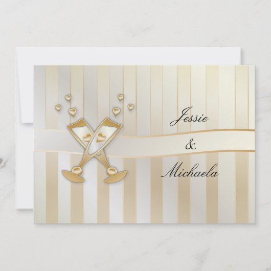 Golden Wedding Champagne en hart Kaart (Voorkant)