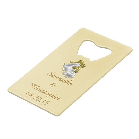 Golden Wedding Creditkaart Flessenopener (Voorkant Gekanteld)