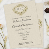 Golden Wedding Crest Monogrammed Elegance Bruiloft Kaart