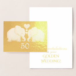 Golden Wedding Elegant Gold Foil Elephant Paar Folie Kaarten