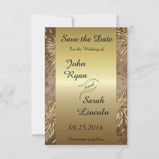 Golden Wedding Fireworks Save The Date (Voorkant)