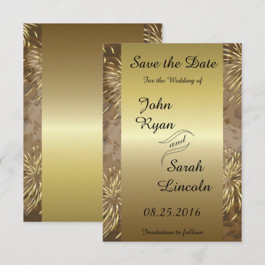 Golden Wedding Fireworks Save The Date (Voorkant / Achterkant)