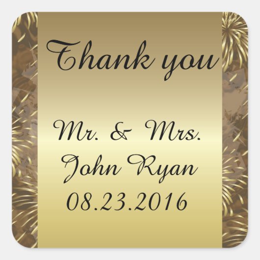 Golden Wedding Fireworks Vierkante Sticker (Voorkant)
