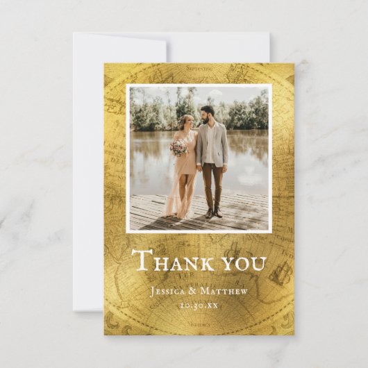 Golden Wedding Foto Bedankt Card (Voorkant)