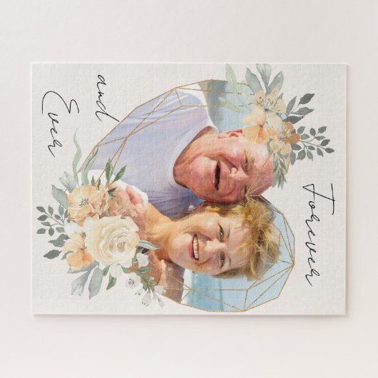 Golden Wedding Heart Forever en Ever Foto Legpuzzel (Horizontaal)