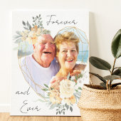 Golden Wedding Heart Shape Photo Forever en Ever Canvas Afdruk