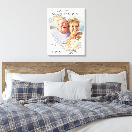 Golden Wedding Heart Shape Photo Forever en Ever Canvas Afdruk (Insitu (Slaapkamer))