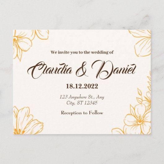 Golden Wedding Invitation Card Briefkaart (Voorkant)