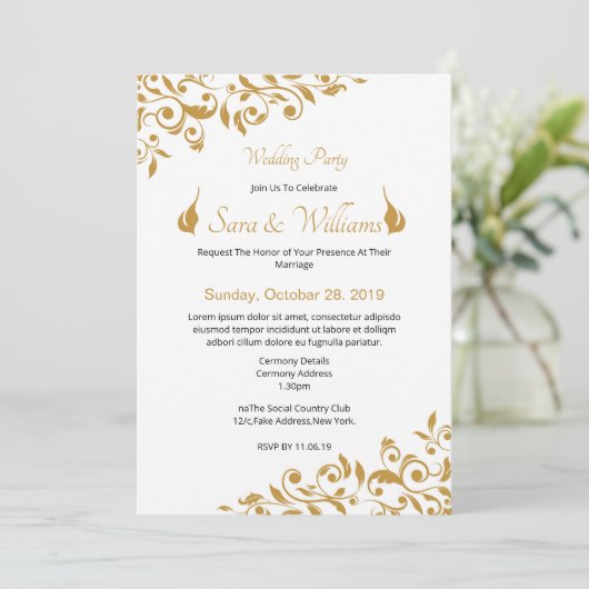 Golden Wedding Invitation Kaart (Staand voorkant)