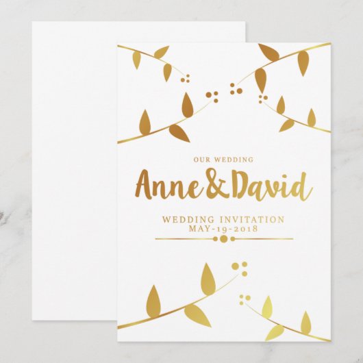 Golden Wedding Invitation Kaart (Voorkant / Achterkant)
