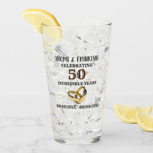 Golden Wedding Jubileum 50 jaar herdenking Glas (Voorkant ijs)