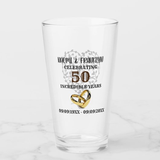 Golden Wedding Jubileum 50 jaar herdenking Glas (Voorkant)
