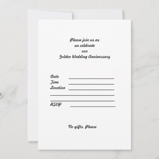 Golden Wedding Jubileum - Aangepaste uitnodiging 5 (Achterkant)