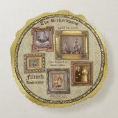 Golden Wedding Jubileum Antiek Fotocollage Rond Kussen (Achterkant)