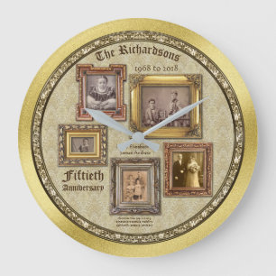Golden Wedding Jubileum Antiek Lijsten Collage Grote Klok