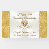 Golden Wedding Jubileum Banners, gepersonaliseerd Spandoek (Horizontaal)