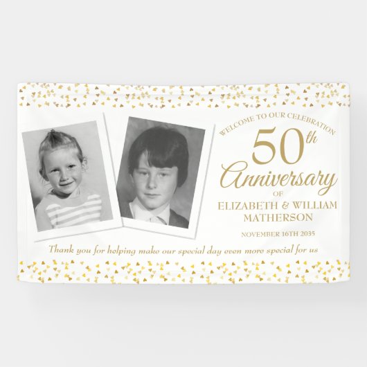 Golden Wedding Jubileum Childhood Welkom Spandoek (Horizontaal)