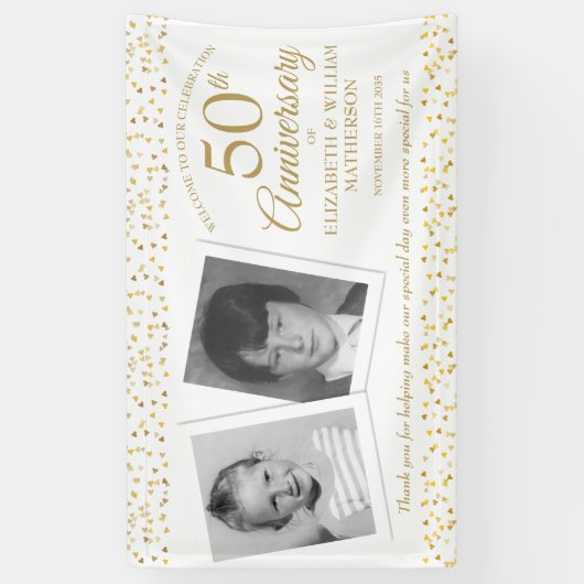 Golden Wedding Jubileum Childhood Welkom Spandoek (Verticaal)