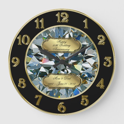 Golden Wedding Jubileum Clock Grote Klok (Voorkant)