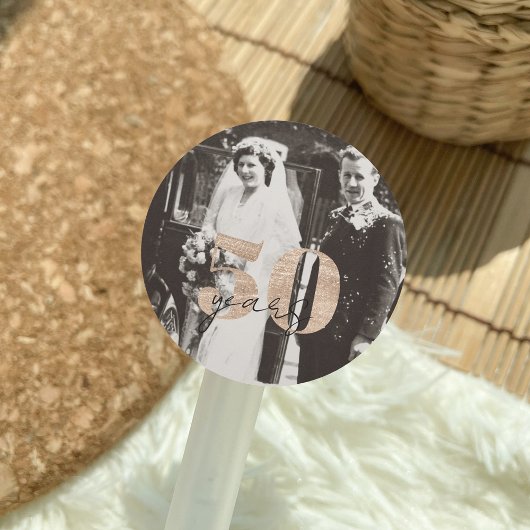 Golden Wedding Jubileum Dan en nu 50 jaar Ronde Sticker