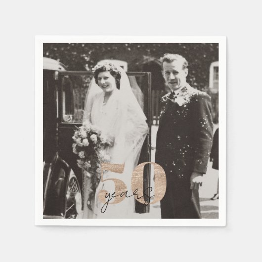 Golden Wedding Jubileum Dan en nu 50 jaar Servet (Voorkant)