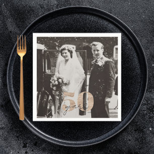 Golden Wedding Jubileum Dan en nu 50 jaar Servet