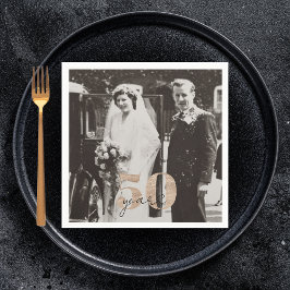 Golden Wedding Jubileum Dan en nu 50 jaar Servet