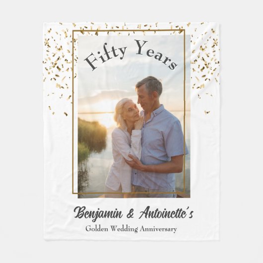 Golden Wedding Jubileum Fleece Deken (Voorkant)