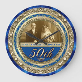 Golden Wedding Jubileum Foto Gold Royal Blue Grote Klok