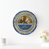 Golden Wedding Jubileum Foto Gold Royal Blue Grote Klok (Huis)