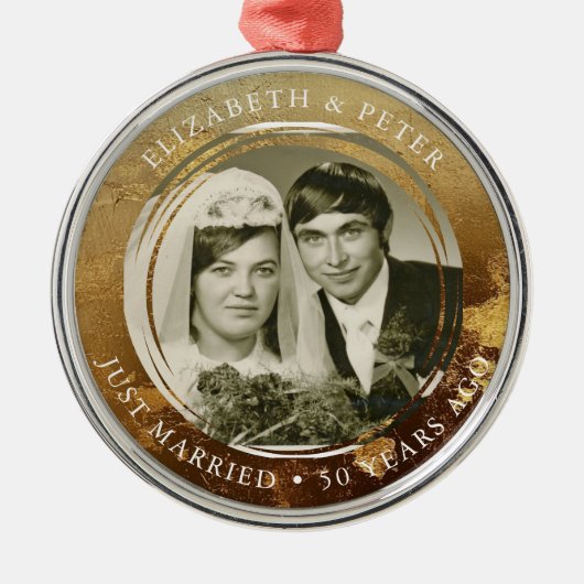 Golden Wedding Jubileum Foto Metalen Ornament (Voorkant)