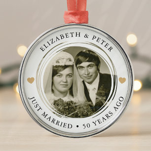 Golden Wedding Jubileum Foto Metalen Ornament