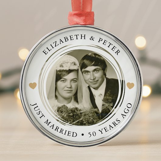 Golden Wedding Jubileum Foto Metalen Ornament
