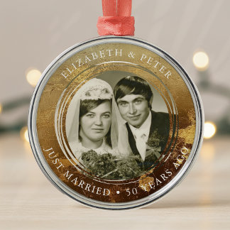 Golden Wedding Jubileum Foto Metalen Ornament