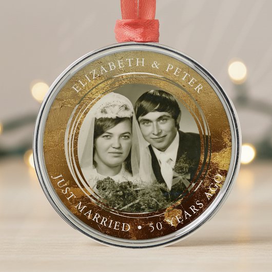 Golden Wedding Jubileum Foto Metalen Ornament
