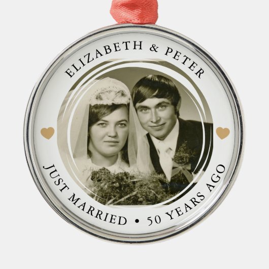 Golden Wedding Jubileum Foto Metalen Ornament (Voorkant)