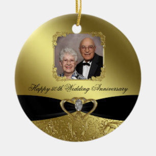 Golden Wedding Jubileum Foto Ornament