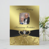 Golden Wedding Jubileum Fotouitnodiging Kaart (Staand voorkant)