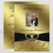 Golden Wedding Jubileum Fotouitnodiging Kaart (Voorkant / Achterkant)