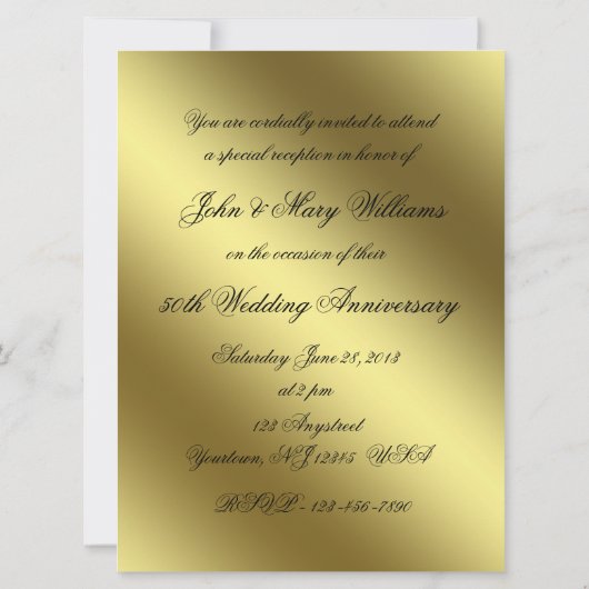 Golden Wedding Jubileum Fotouitnodiging Kaart (Achterkant)