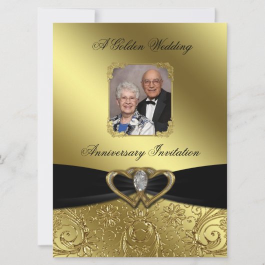 Golden Wedding Jubileum Fotouitnodiging Kaart (Voorkant)