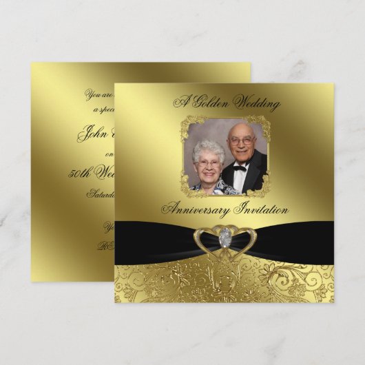 Golden Wedding Jubileum Fotouitnodiging Kaart (Voorkant / Achterkant)